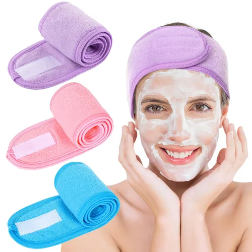 Miniatura 15 de Whaline Diademas faciales de spa, 3 piezas, diadema de tela de toalla suave y ajustable para lavado de cara, ducha, cubierta facial, yoga
