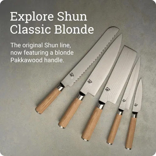 Miniatura 6 de Cuchillo Nakiri Shun Classic Blonde de 6.5", Cuchillo Japonés para Verduras Hecho a Mano, Núcleo VG-MAX con Revestimiento de Acero Inoxidable Rubio