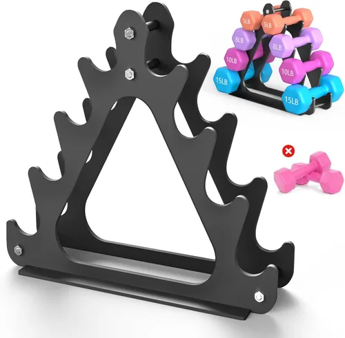 Miniatura 7 de 4-Tier Dumbbell Rack for 1-15 lb Weights, Holds 5 Pairs Space-Saving Sturdy A-Frame Stand for Home Gym, Weight Rack for Women's Dumbbell Set