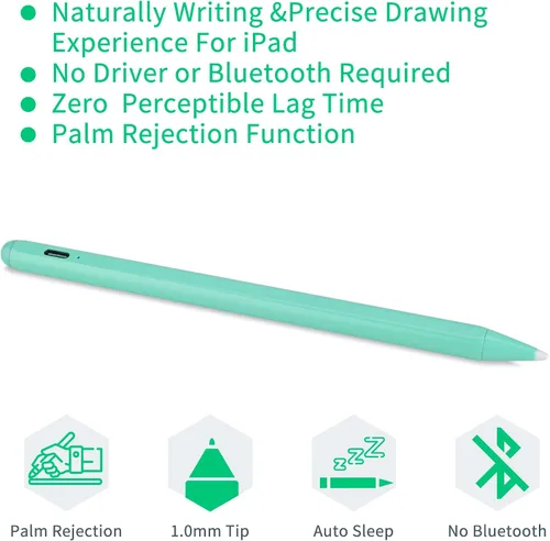 Miniatura 3 de Lápiz óptico de 8ª generación de 10,2 pulgadas con rechazo de palma tipo C carga 0.059 in reemplazable punta fina 2ª activa Stylus compatible