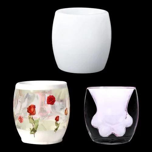 Zayookey Moldes de resina para taza de garra de gato, portavelas, portavelas, molde de resina epoxi, molde de silicona, taza de café, molde de