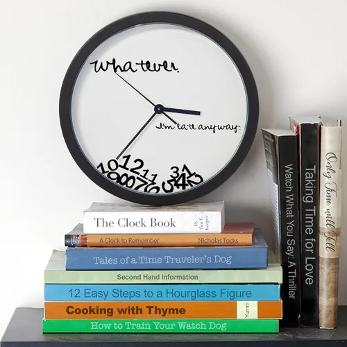 Miniatura 3 de CafePress Late Anyway - Reloj de pared de 10 pulgadas para sala de estar, cocina u oficina