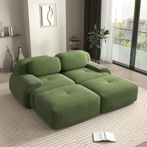 Miniatura 45 de Sofá biplaza moderno de 80 pulgadas para sala de estar, sofá de pana en forma de nube con asiento profundo, sofá modular negro, sofás de dos plazas