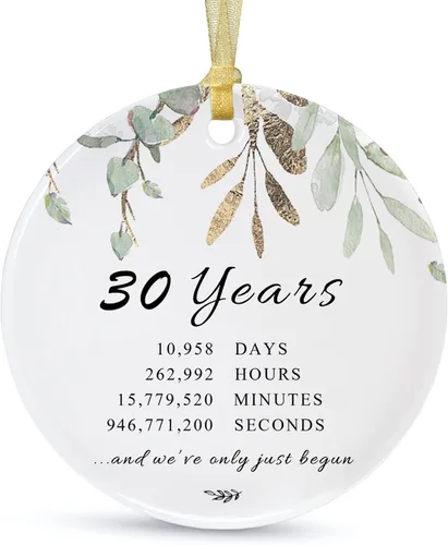 Miniatura 16 de Adorno de Navidad de aniversario de 10 años 2026, décimo para parejas, adorno de cerámica de diez años casados para decorar bodas en el hogar