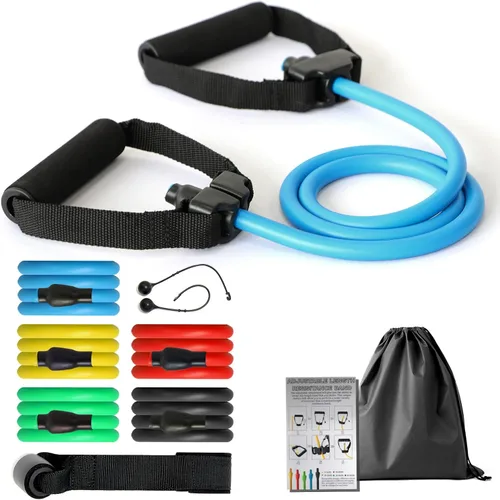 Banda de ejercicio de resistencia con asas, juego de bandas de ejercicio con asas, bandas de entrenamiento de resistencia para hombres o mujeres,