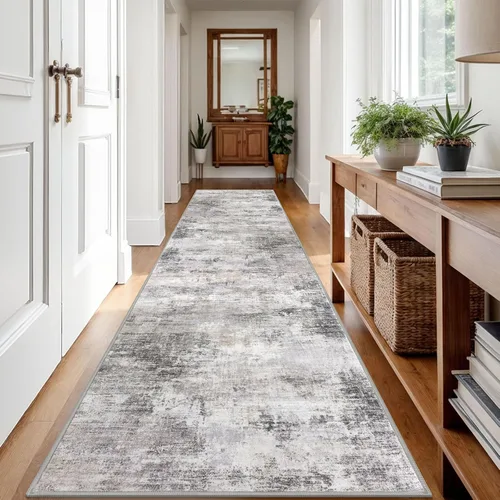Miniatura 1239 de IOHOUZE Alfombra abstracta lavable de 3 x 12 pies para pasillos, antideslizante para cocina, camino de entrada de lana sintética para interiores