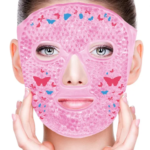 Miniatura 13 de Máscaras faciales frías, máscara facial de hielo, compresa fría y caliente, ojeras, hinchazón, migrañas y dolor de cabeza, enfriamiento
