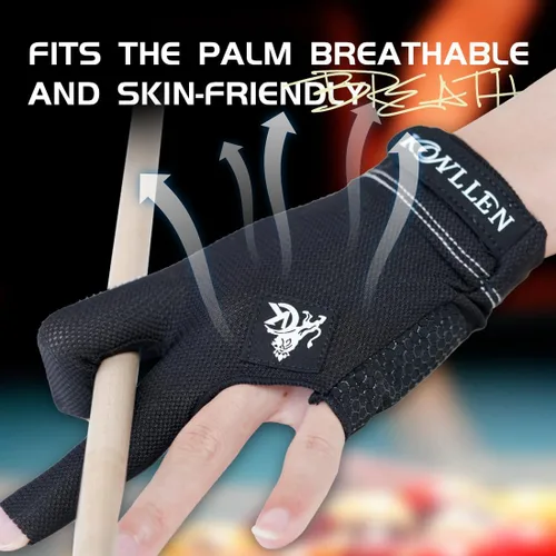 Miniatura 82 de KONLLEN Billiards Gloves for Left Hand/Right Hand L/XL Pool Gloves Professional Non-Slip Adjustable Breathable Snooker Gloves Popular Sizes for Men