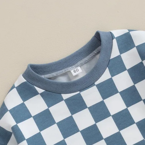 Miniatura 45 de Karuedoo Sudadera a cuadros para bebé niño y niña, mameluco de gran tamaño, manga larga, con burbujas, ropa neutra para otoño