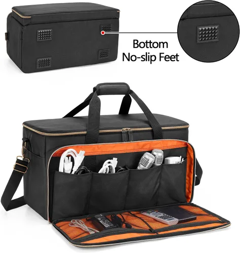 Miniatura 4 de Trunab Bolsa grande de viaje para archivos de cable de DJ con divisor interior desmontable y compartimento acolchado para laptop de 15.6 pulgadas