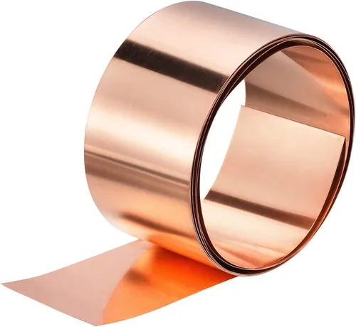 uxcell Rollo de lámina de cobre de 137.795 in x 3.937 in x 0.004 in, 99.9% de tira de cobre puro, placa de lámina de metal intermitente de cobre