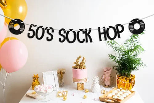 Miniatura 5 de Banner de los años 50, decoraciones de cumpleaños temáticas de los años 50, retro Rock N Roll de los años 50, música disco clásica, estrella