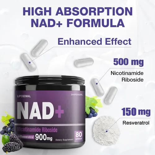 Miniatura 6 de NAD Supplement - NAD Nicotinamide Riboside Resveratrol 900mg, NAD Resveratrol Supplement with Nicotinamide Riboside, NAD Plus 900mg Support Healthy