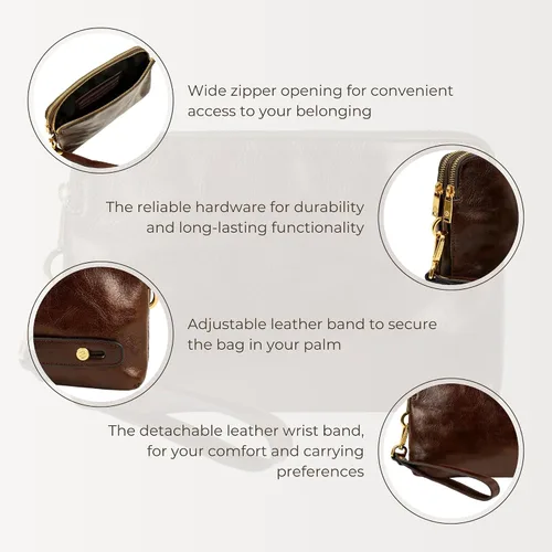 Miniatura 6 de Time Resistance Bolso de mano de cuero para hombre - Bolsa organizadora para hombres - Bolso de muñeca - Maletín hecho a mano en Italia - Caja
