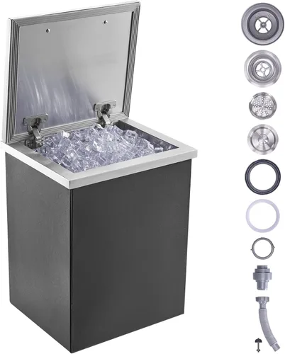Miniatura 20 de VEVOR Arcón congelador de inmersión, enfriador de hielo de acero inoxidable de 22" L x 17" W x 12" H, recipiente de hielo comercial con cubierta