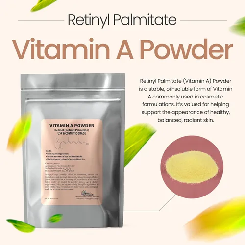 Miniatura 3 de Vitamina A en polvo palmitato de retinilo, retinol puro en polvo, vitamina soluble en agua, vitamina A USP y grado cosmético (4 onzas / 3.99 oz)