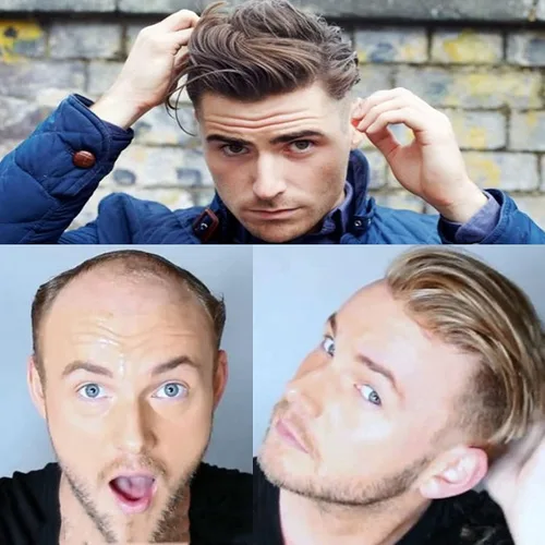 Miniatura 17 de Voloria Red de monofilamento de tupé para hombre con PU alrededor de la base de cabello humano virgen europeo encaje frontal para hombre postizo 10%
