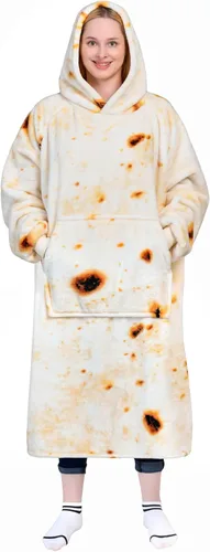 Miniatura 12 de Waitu - Sudadera tipo manta, para regalar a hombre o mujer, muy cálida y acogedora, gigantesca, con capucha, de gruesa franela, con mangas y un Negro