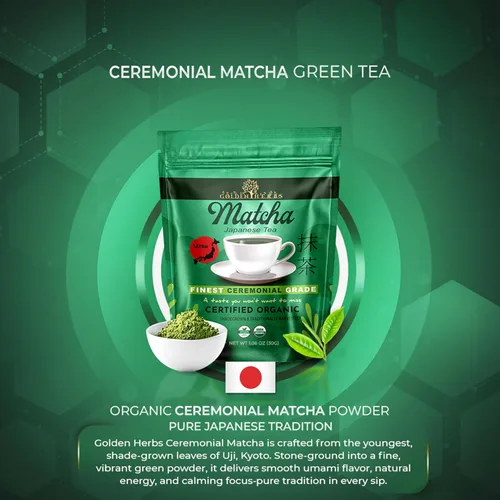 Miniatura 3 de Golden Herbs Matcha Superior Ceremonial Blend Polvo de té verde de Uji, Kyoto, USDA orgánico, sin gluten, vegano 100% puro sin azúcar, sin aditivos