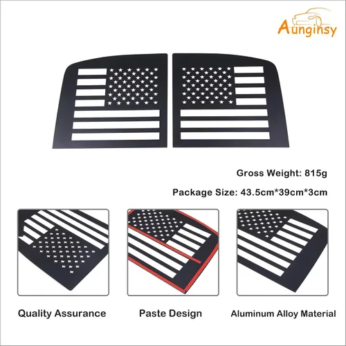 Miniatura 7 de Cubierta para ventana lateral trasera, bandera estadounidense, compatible con Toyot@a FJ Cruiser 2007-2021, 2 piezas para ventana lateral trasera