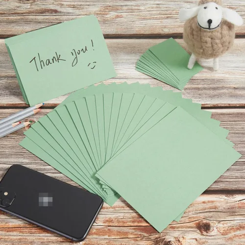 Miniatura 3 de Paquete de 100 tarjetas pesadas en blanco de cartulina verde salvia, papel grueso de 92 libras para invitaciones, tarjetas de felicitación