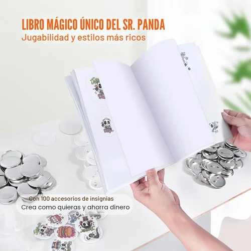 Miniatura 6 de VEVOR - Máquina para hacer botones, 2.25 pulgadas/58mm, con 100 piezas de botones, máquina para hacer botones con libro mágico de pandas, kit