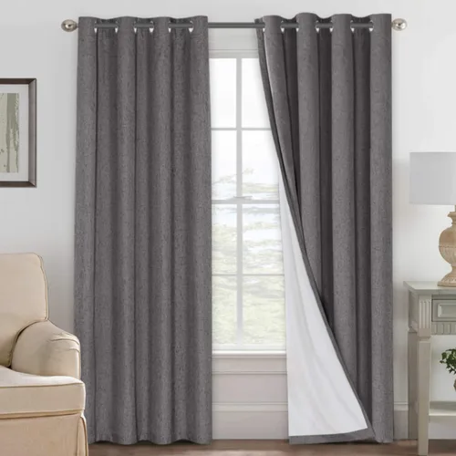 Miniatura 96 de H.VERSAILTEX Cortinas opacas de lino de 72 pulgadas de largo, 100% absolutamente opacas, con aislamiento térmico, con textura de lino, cortinas
