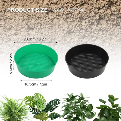 Miniatura 2 de Paquete de 4 tamices de abono de tierra de jardín, tamiz de jardín de rocas, juego de sartenes de plástico para trabajos de plantas en el hogar