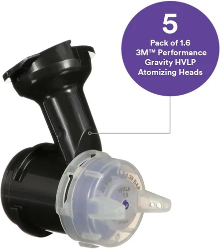 Miniatura 2 de Performance Gravity HVLP Kit de recambio de cabezal atomizador 26716, tamaño 1.6, morado, para uso con pistola de pulverización Performance y vasos