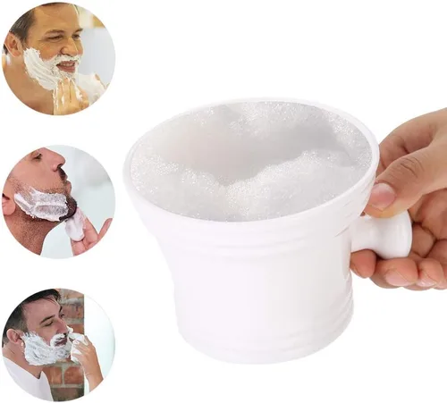 Miniatura 2 de Tazón de jabón de afeitar de plástico de 2 colores Tazón de jabón de afeitar de espuma Tazón de crema con mango pequeño Tazón de afeitar