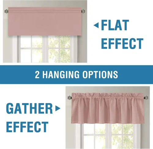 Miniatura 7 de H.VERSAILTEX Cenefas de cortina 100% opacas para ventanas, 2 paneles con aislamiento térmico, bolsillo para barra, pequeña cenefa corta para cocina