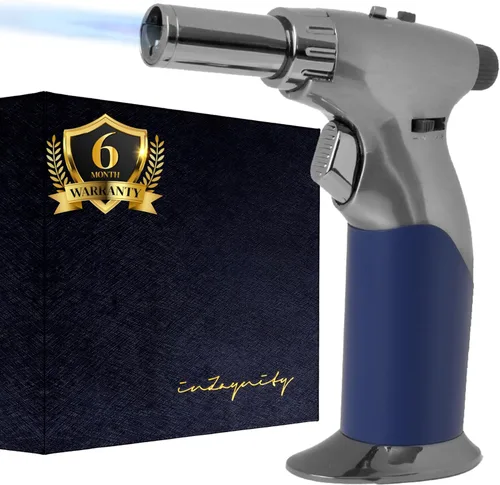 Miniatura 15 de Pistola de butano de doble llama – Mini soplete de mano recargable de lujo para cocinar, creme brulee, soldadura, soldadura y arte de resina – Llama