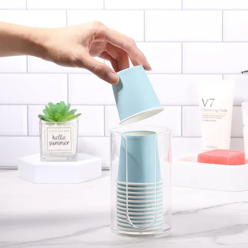 Miniatura 3 de Dispensador de tazas de baño LoveBB, soporte para tazas de papel desechables pequeñas de 3 oz-5 oz para enjuague/enjuague bucal en tocadores