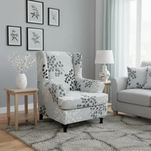 Miniatura 2 de NILUOH Funda para silla Wingback, 2 piezas, fundas elásticas de elastano para silla con respaldo de ala, funda lavable para sillones con respaldo