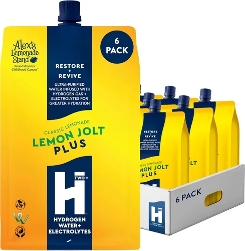 HTWO Plus Agua de hidrógeno molecular con electrolitos, sabor a limonada, paquetes de hidratación sin azúcar, paquete de 6 unidades de 16.9 onzas,