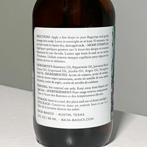 Miniatura 7 de Baja Basics Aceite de romero orgánico: crecimiento del cabello, hidratante para puntas abiertas y cuero cabelludo seco, fortalecimiento del cabello