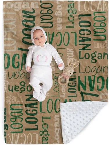 Miniatura 16 de Manta de bebé personalizada, diseño de nombres personalizados, manta de felpa suave con respaldo de puntos de doble capa para niños y niñas, Color01