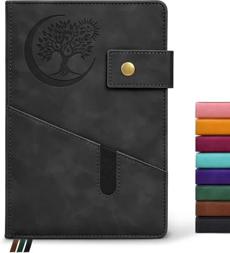 PAIBAS Cuaderno en blanco, cuaderno de bocetos A5 de cuero de tapa dura con 200 páginas de papel grueso en blanco para hombres y mujeres, diario de