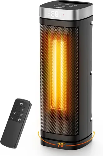 Calentador de espacio de 17 pulgadas, calentadores eléctricos de 1500 W para uso en interiores con termostato, oscilación de 70°, 5 modos, control