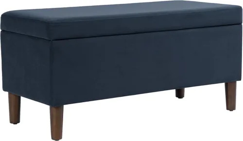 Miniatura 21 de HomePop Decoración del hogar Banco de almacenamiento con botones Banco otomano con almacenamiento para sala de estar y dormitorio, cuero Piel