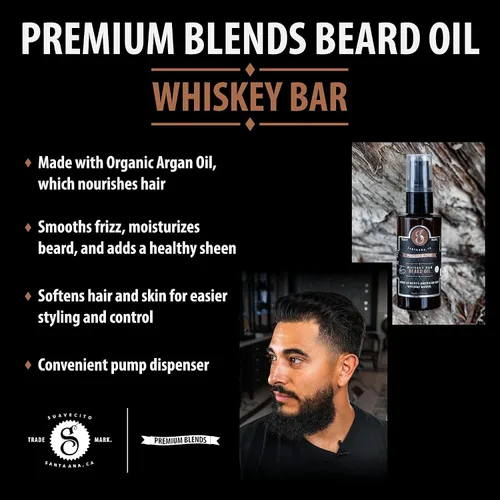 Miniatura 4 de Suavecito Premium Blends - Aceite de barba sin enjuague para suavizar el cabello, hidratar la piel, eliminar la caspa de la barba, crecimiento