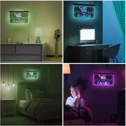 Miniatura 4 de ADVPRO Late Night Ramen Shop Tri-color Led Neon Sign Green & Red & Yellow 13 x 8.7 Inches st9s32-i3305-gry