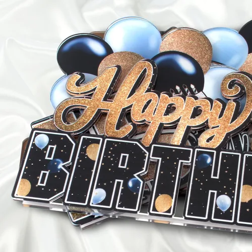 Miniatura 5 de LINGTEER Feliz 10º Cumpleaños Juego de Centros de Mesa de Acrílico Azul para Mesa - Brindemos por Diez Años Decoraciones de Regalo de Fiesta de 10º
