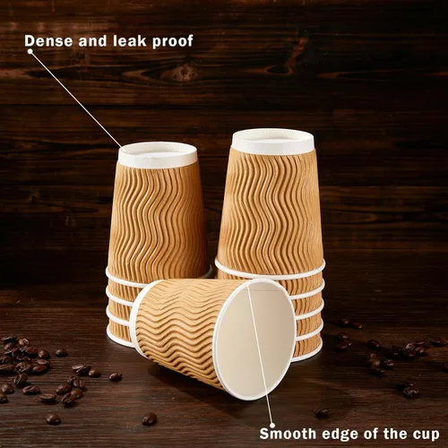 Miniatura 4 de Clawsoff Paquete de 150 tazas de café de 8 onzas, desechables, corrugado, aisladas, onduladas, de papel de pared, tazas de café de 8 onzas