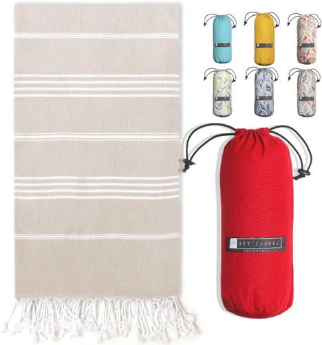 Miniatura 19 de BAY LAUREL Toalla de playa turca con bolsa de viaje, 39 x 71 pulgadas, de secado rápido, sin arena, ligera, grande, toallas de gran