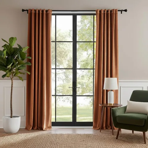 Miniatura 24 de RYB HOME Cortinas de terciopelo beige camello 84 pulgadas, cortinas gruesas de terciopelo para oscurecer la habitación para decoración de granja