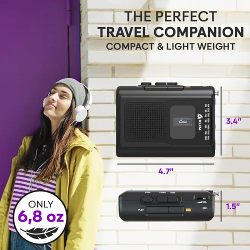 Miniatura 7 de KLIM K8 Reproductor de Casetes Portátil + Grabadora de Casetes + Nuevo + Reproductor de Casetes Walkman AM/FM + Micrófono y Altavoz Integrados +