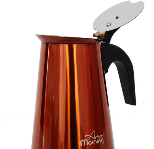 Miniatura 2 de Any Morning Olla Moka de acero inoxidable, cafetera espresso para estufa de 6 tazas/10 onzas, compatible con inducción, cafetera italiana cubana