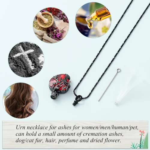 Miniatura 35 de Imrsanl Collar de urna de árbol de la vida con forma de corazón, joyería de cremación para hombres y mujeres, recuerdo, joyería conmemorativa