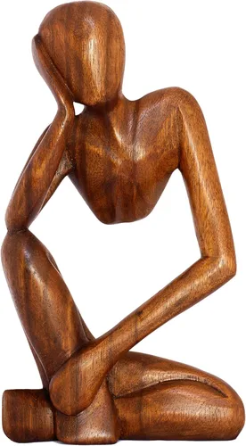 Miniatura 9 de G6 Collection Estatua abstracta de madera de 12 pulgadas hecha a mano para pensar, hombre pensante, arte moderno, decorativo, único, decoración